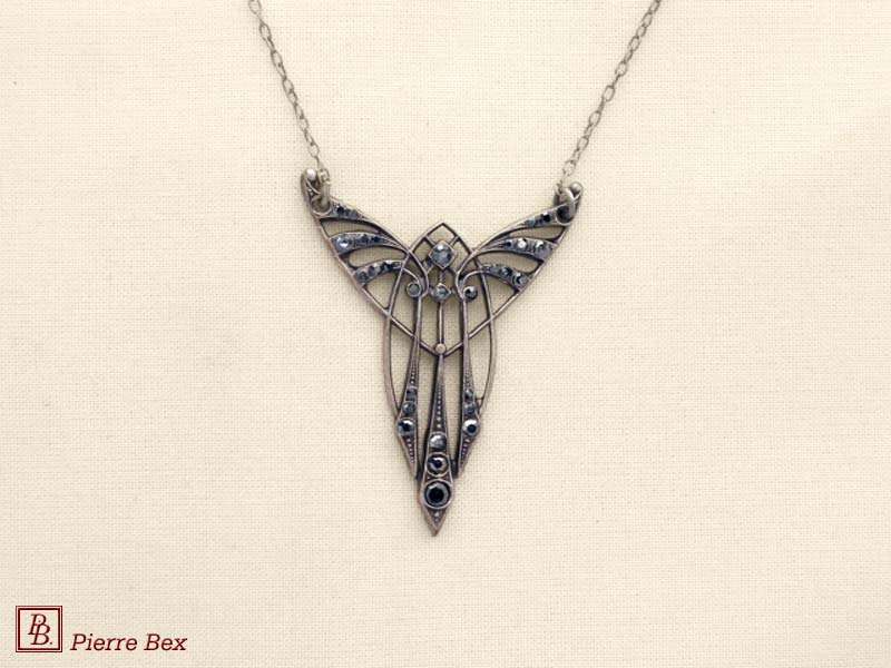 Pierre-Bex Art-Deco necklace with rhinestones 45324-08A