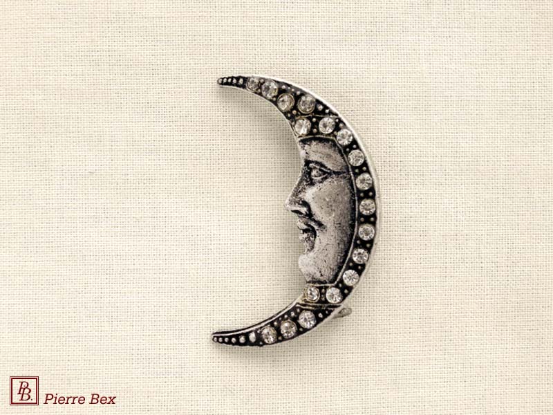 Pierre-Bex Art-Deco brooch moon with pierrot 45336-02