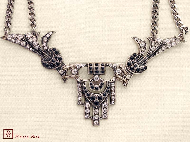 Pierre-Bex Art-Deco necklace with rhinestones 45443-09