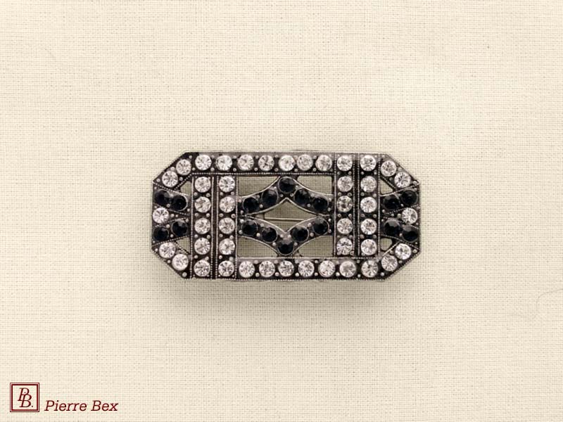Pierre-Bex Art-Deco brooch with rhinestones 45526-01