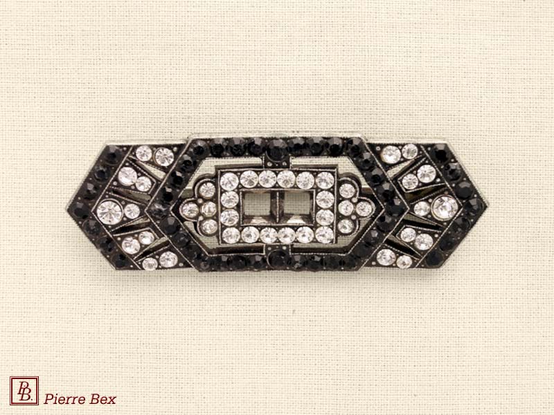 Pierre-Bex Art-Deco brooch with rhinestones 45526-02
