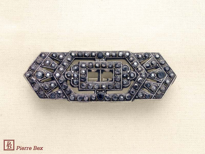 Pierre-Bex Art-Deco brooch with rhinestones 45526-02A