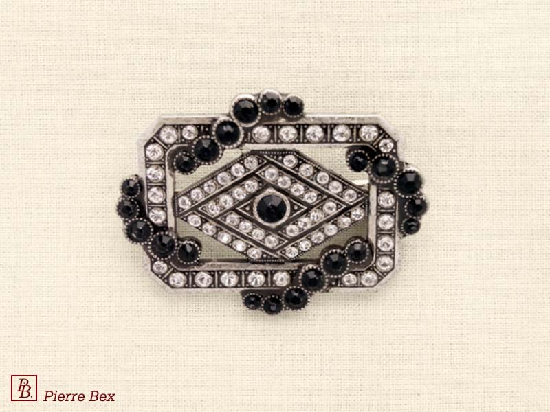 Pierre-Bex Art-Deco brooch with rhinestones 45526-05