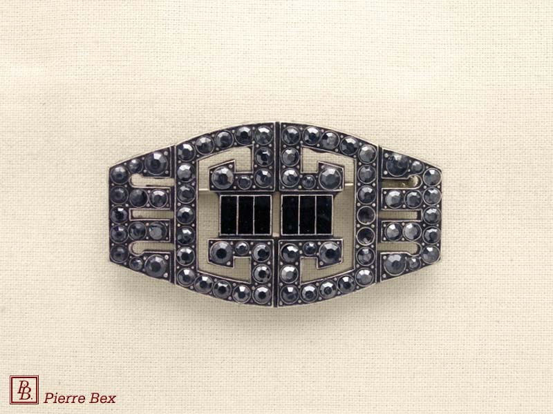 Pierre-Bex Art-Deco brooch with rhinestones 45526-07A