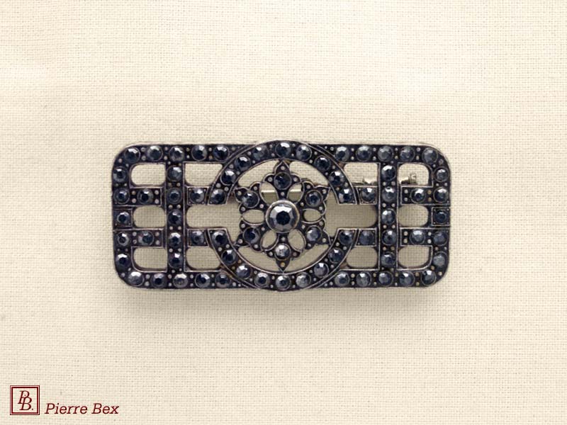 Pierre-Bex Art-Deco brooch with rhinestones 45526-08A