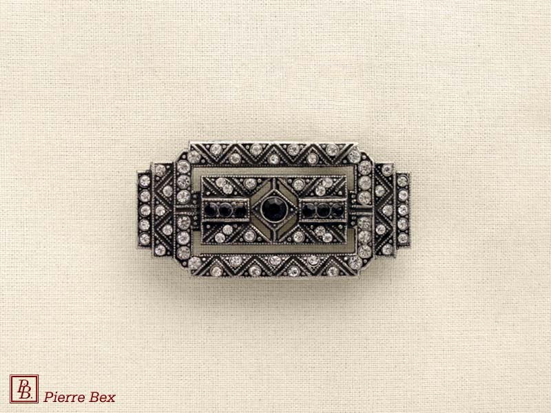 Pierre-Bex Art-Deco brooch with rhinestones 45526-09