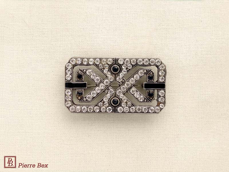 Pierre-Bex Art-Deco brooch with rhinestones 45526-10