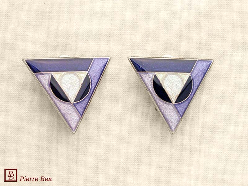 Pierre-Bex Art-Deco enamel earclips 48185-01
