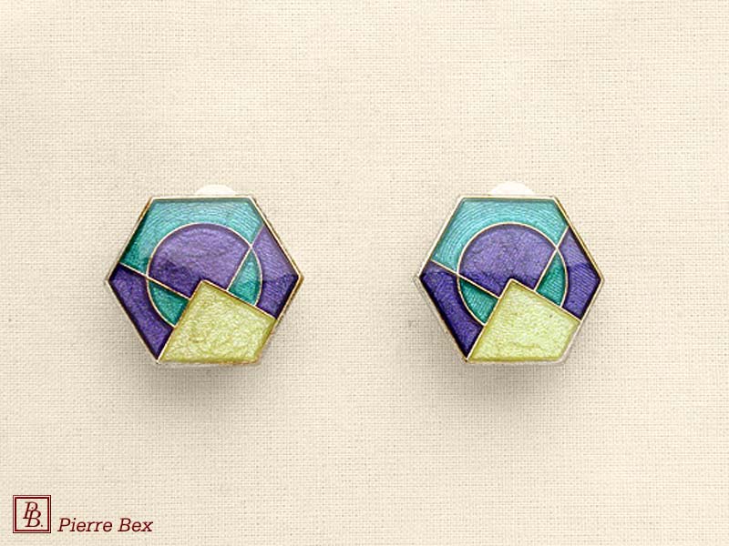 Pierre-Bex Art-Deco enamel earclips 48185-07