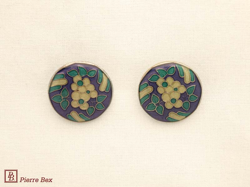 Pierre-Bex Art-Deco enamel earclips 48185-09