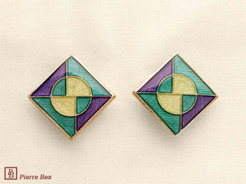 Pierre-Bex Art-Deco enamel earclips 48185-10