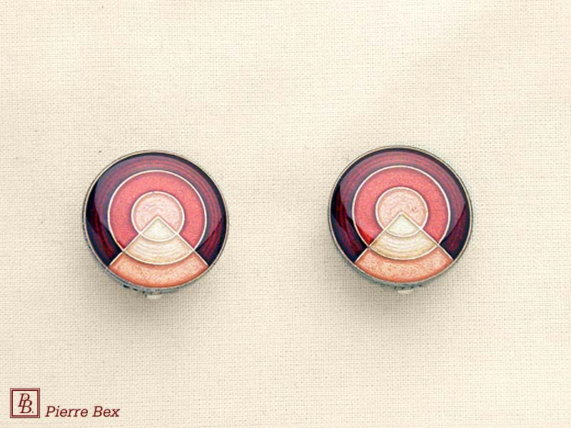 Pierre-Bex Art-Deco enamel earclips 48185-11