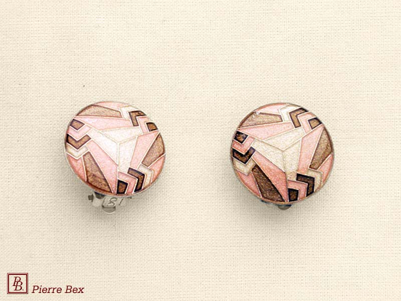 Pierre-Bex Art-Deco enamel earclips 48185-13