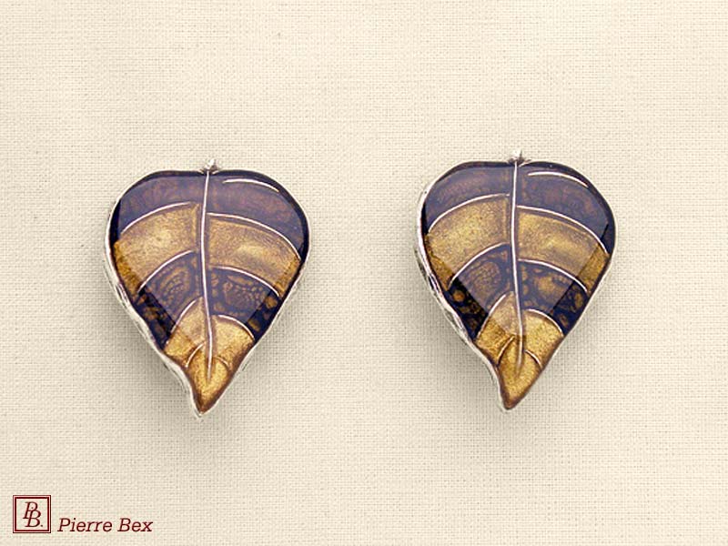 Pierre-Bex Art-Deco enamel earclips 48185-16