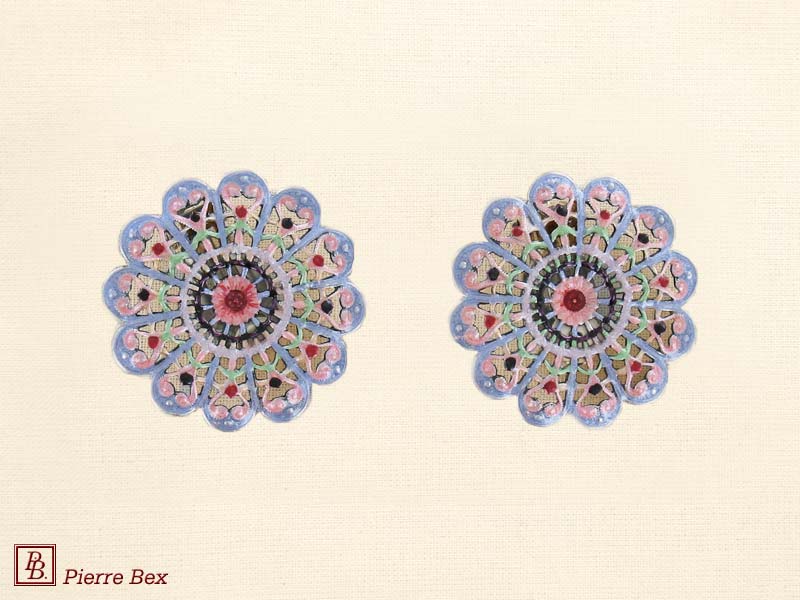 Pierre-Bex Art-Nouveau enamel earclips filigree 48275-02