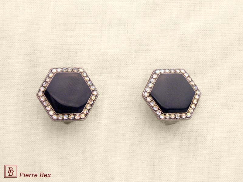 Pierre-Bex Art-Deco enamel earclips 49185-01