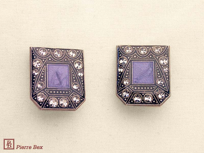 Pierre-Bex Art-Deco enamel earclips 49185-06