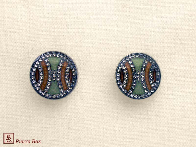Pierre-Bex Art-Deco enamel earclips 49185-09