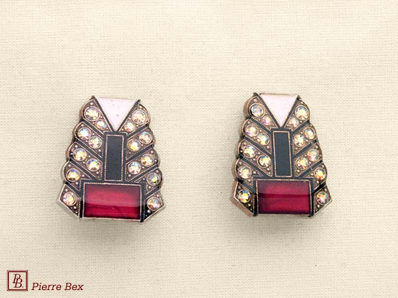 Pierre-Bex Art-Deco enamel earclips 49185-11