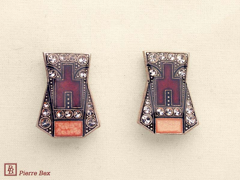 Pierre-Bex Art-Deco enamel earclips 49185-13