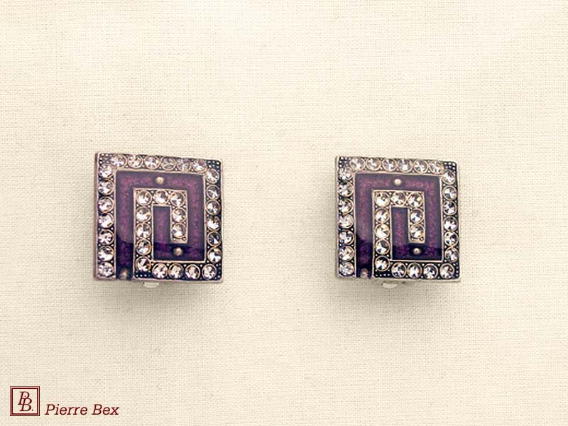 Pierre-Bex Art-Deco enamel earclips 49185-15