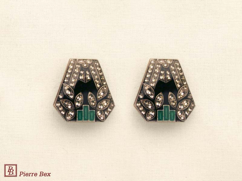 Pierre-Bex Art-Deco enamel earclips 49185-18