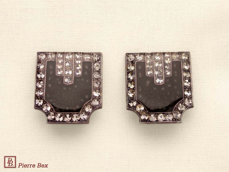 Pierre-Bex Art-Deco enamel earclips 49185-20