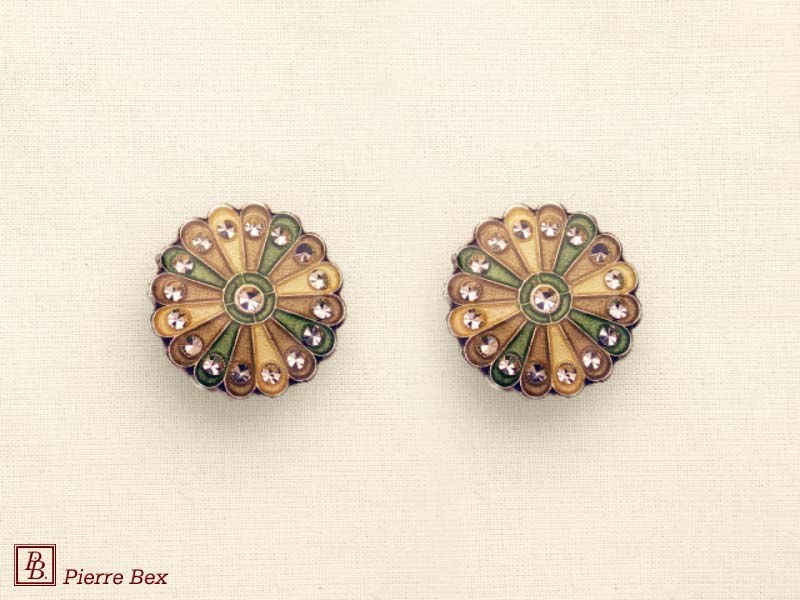 Pierre-Bex Art-Deco enamel earclips 49185-21